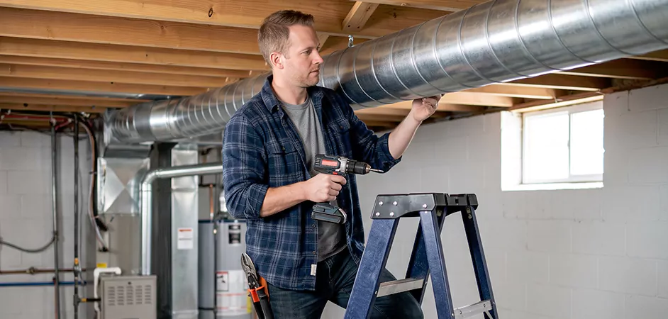 Exposed Spiral Ductwork in Irving