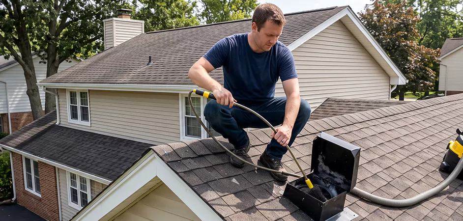 Multi-Story Roof Dryer Vent Cleaning in Irving